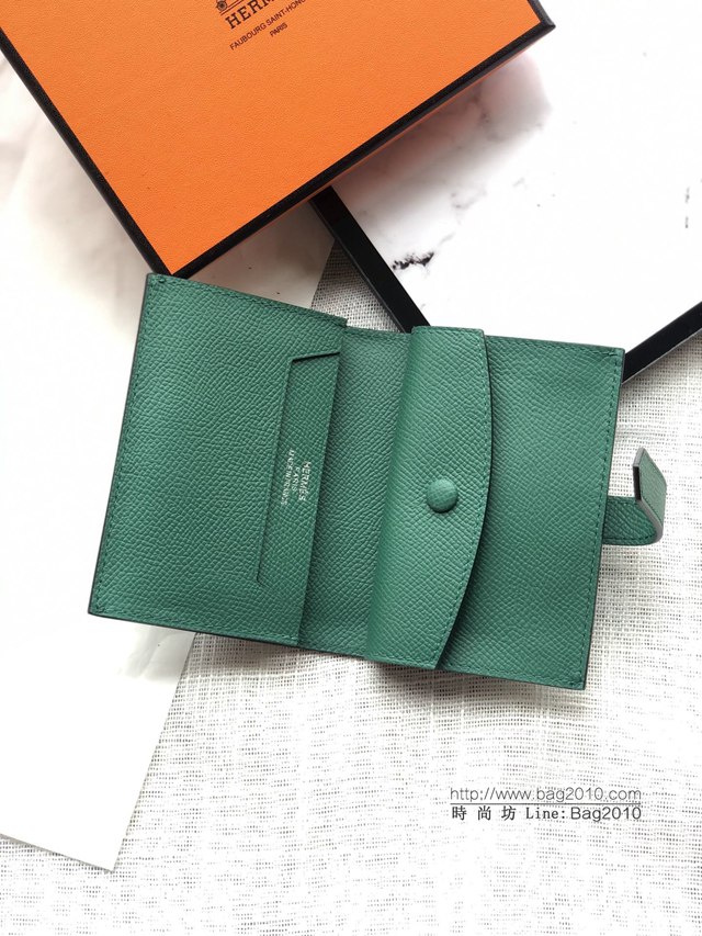 Hermes零錢包 愛馬仕卡包 孔雀綠  tdh2047